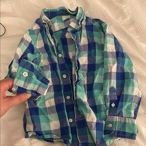 Crewcuts Blue and Green Plaid Button Down Shirt